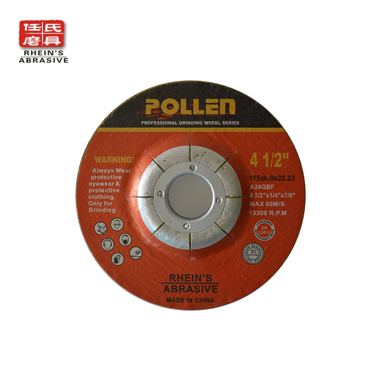 Type27 4-1/2"Inch X 1/4Inch X7/8Inch Grade A24 Long Life Depressed Center Grinding Wheel, Cement Stone Application
